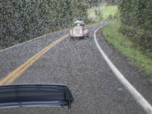 Pam Martaindale Wright This was leaving Yellowstone in sleet and snow on our Goldwing Trike.